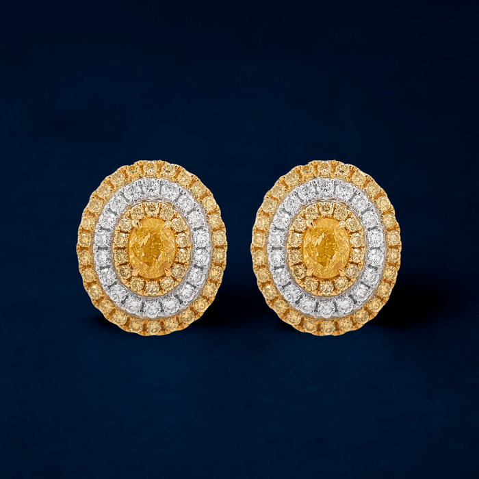 18k Yellow Diamond Earring