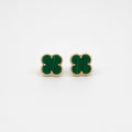 Aretes Trébol 4 hojas malaquita - PALESSI