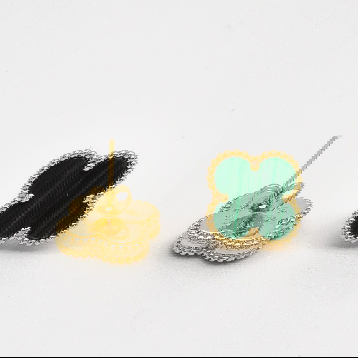 Aretes Trebol 4 hojas Malaquita - PALESSI