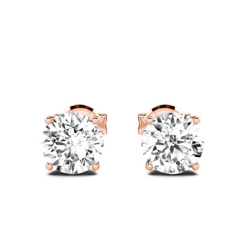 Aretes solitario 18k 1CT hecho en Plata