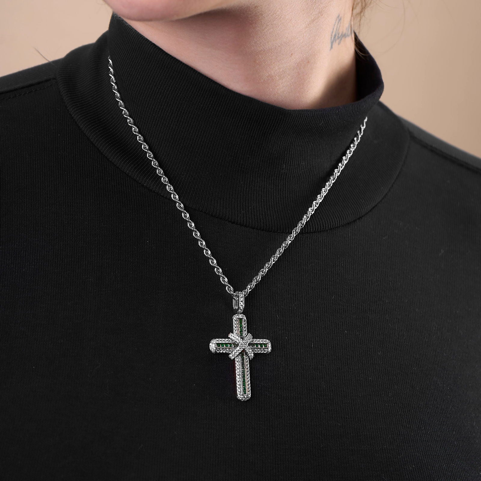 Cruz con moño 18K (White Gold) - PALESSI