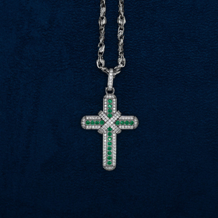 18K White Gold Bow Cross