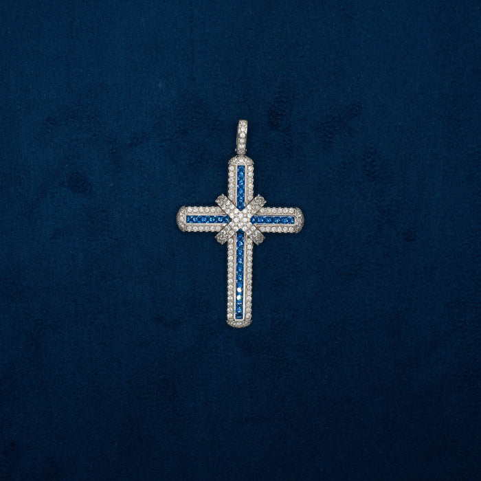 18K Blue Bow Cross
