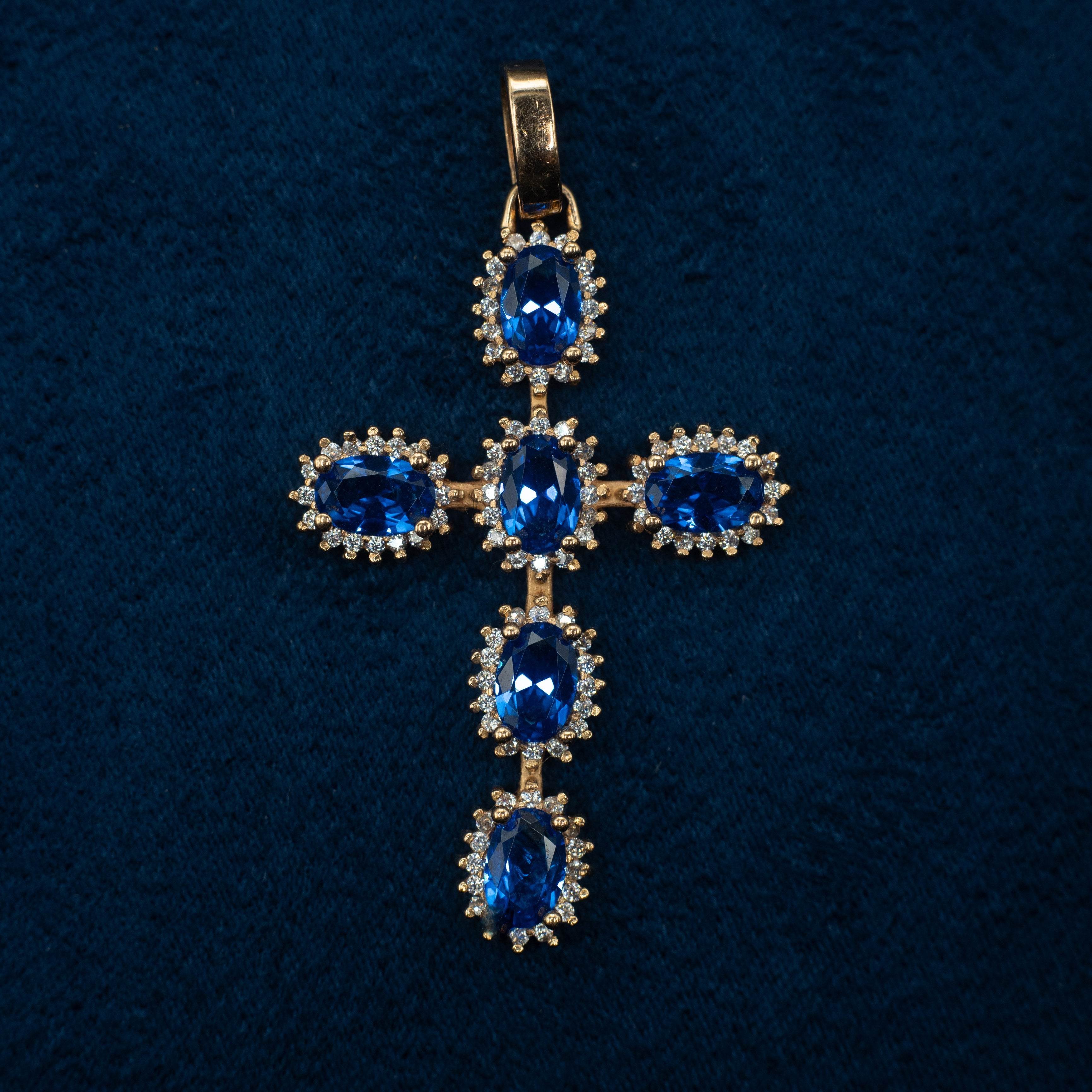 Cruz artesanal azul 18K - PALESSI