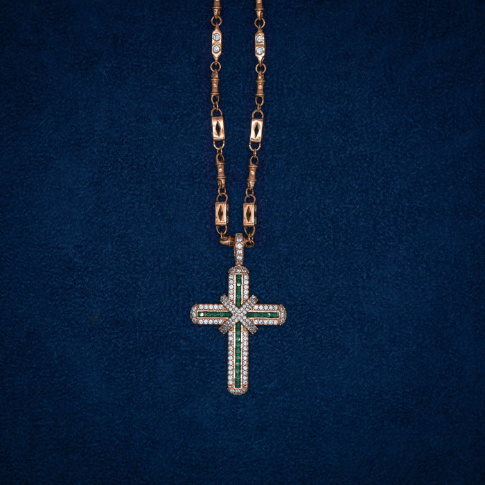 18K Rose Gold Cross with Bow