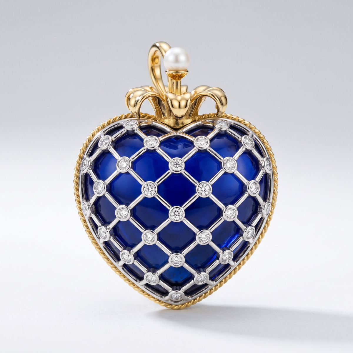Dije Corazón Imperial de esmalte azul y oro 18k