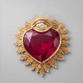 Dije Sagrado Corazón con rubí en oro 18k
