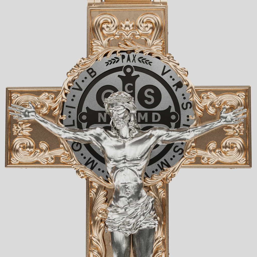 Detalle del Cristo sobre la medalla