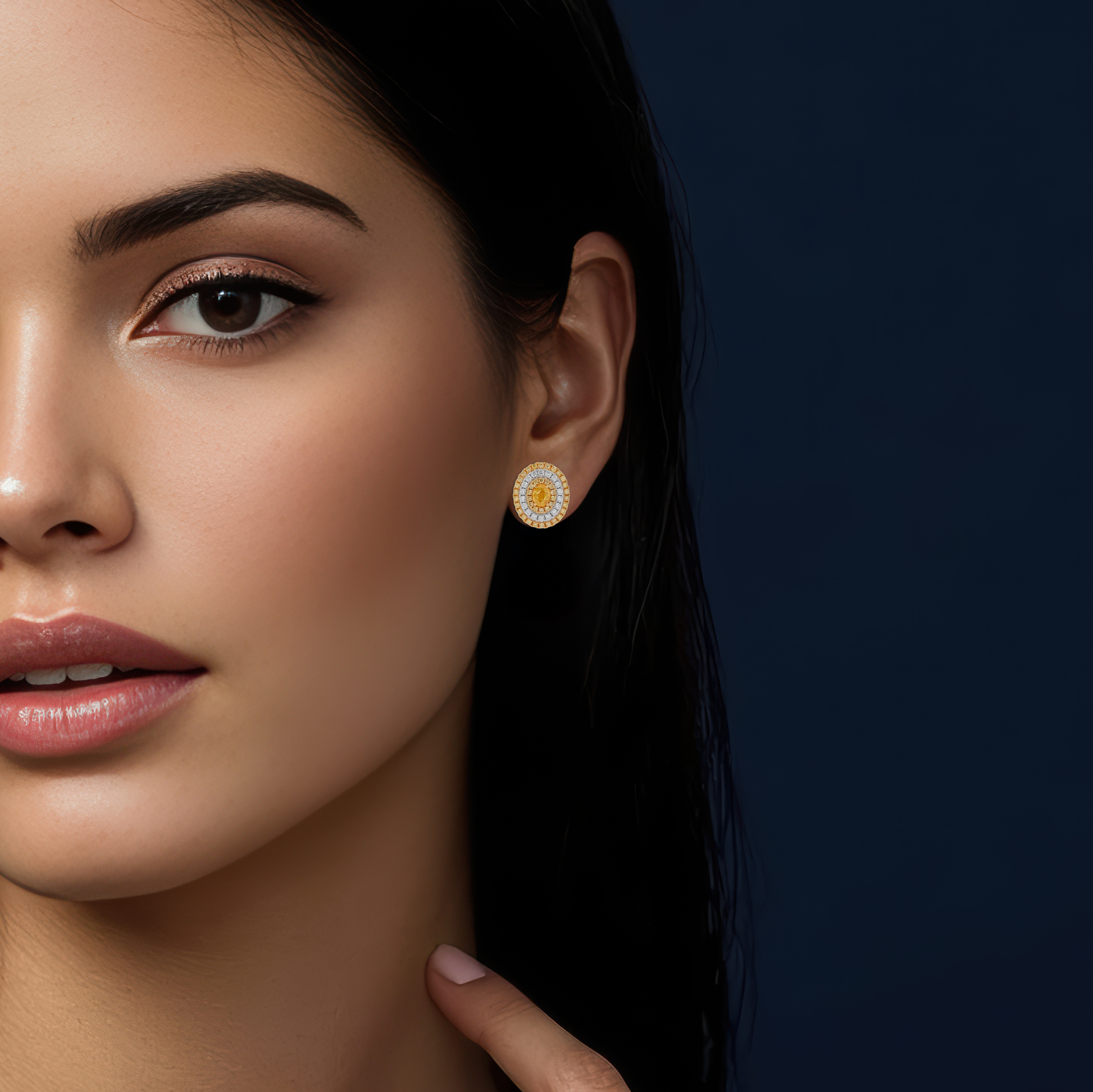 Arete con Diamante Amarillo 18k